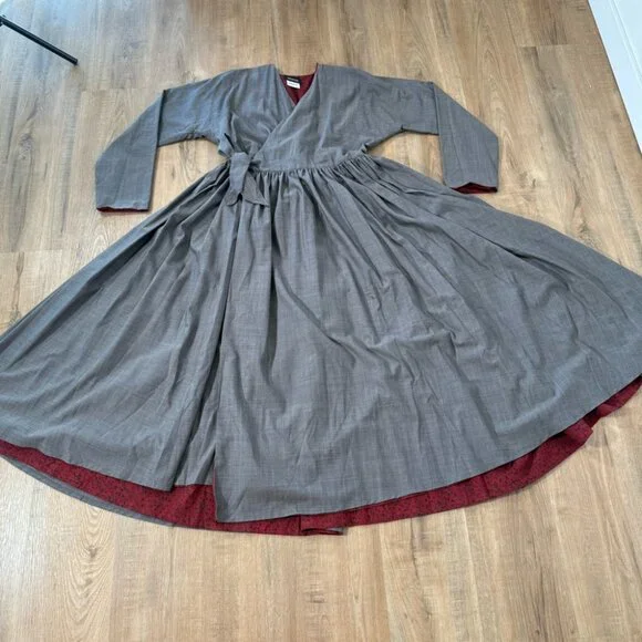 Eskandar Grey Plaid Wool Maxi Dress Long Sleeve Modest Long Sleeve Sz 1 = US 10 - Picture 3 of 12